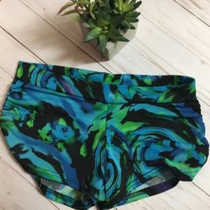 Blue swirl pole dance shorts